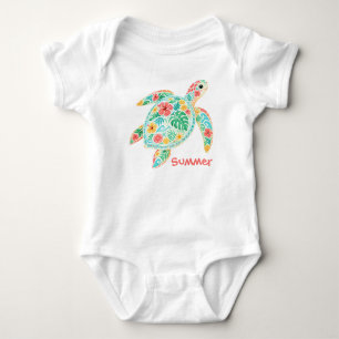 Body bébé tortue de mer florale mignonne