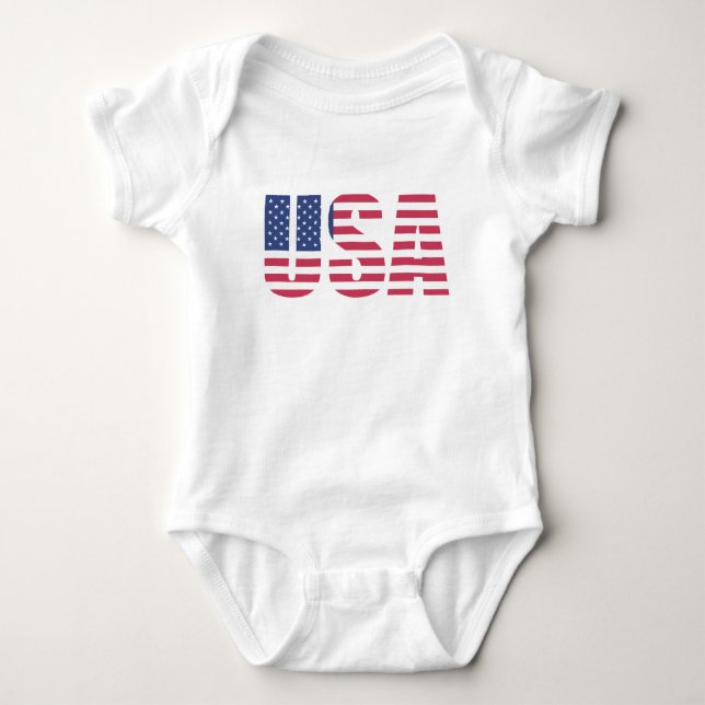Body bébé typographique avec drapeau américain - P (Devant)