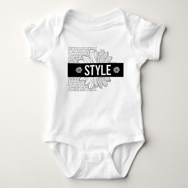 Body bébé vert "Style", noir et blanc (Devant)