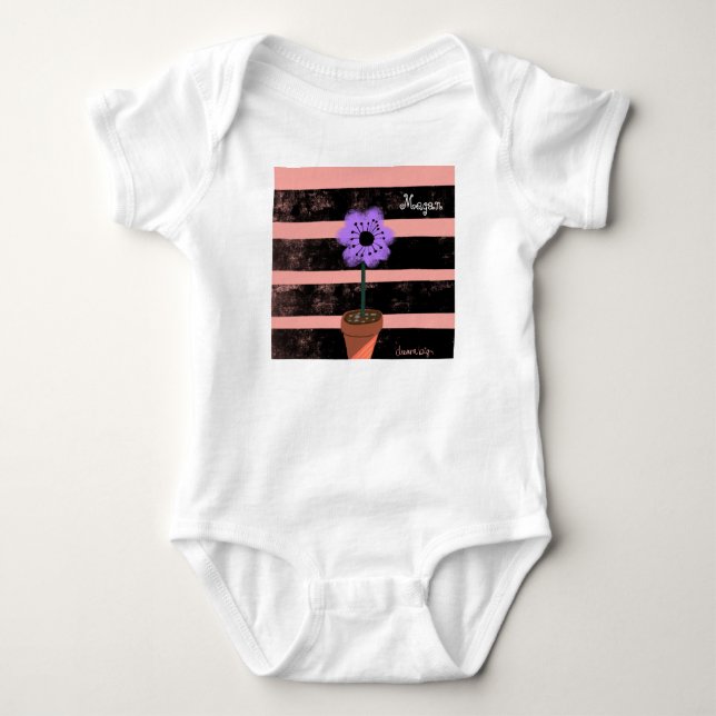 Body Bébé Vêtements Rayures Violettes Été (Devant)