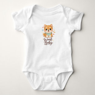 Body bébé Woof Baby – Illustration de chiot mignon