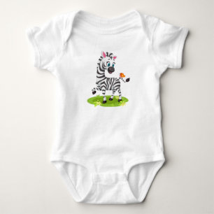 Body Bébé Zèbre Dessin Jouer avec Papillon-23960