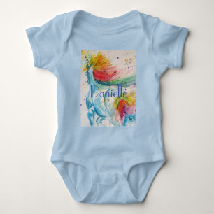 Body Bébés Licorne Arc-en-Ciel Aquarelle Tout En Un