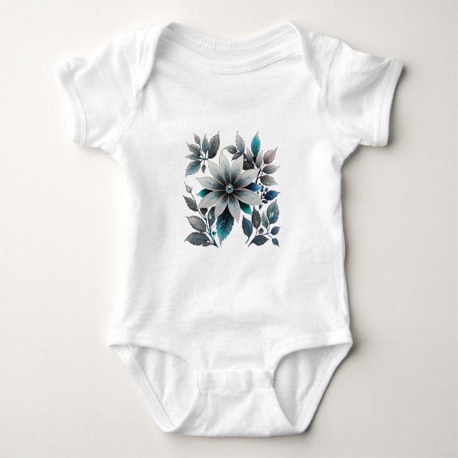 Body belles fleurs de glace et feuilles (Devant)
