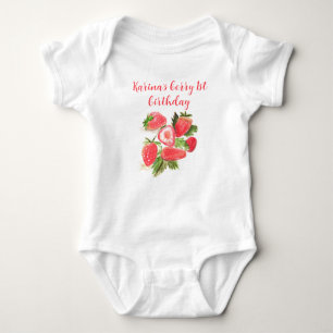 Body Berry First Birthday Fraise Watercolor Girl