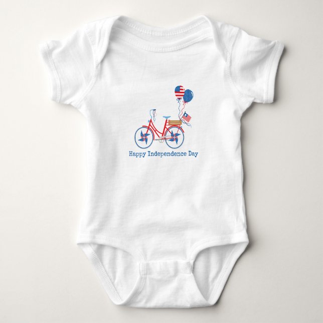 Body Bicyclette blanc et bleu 4 juillet blanc rouge (Devant)