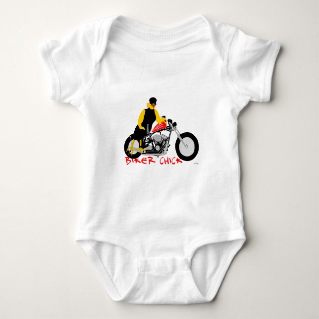 Body BIKER CHICK assise sur sa moto (Devant)