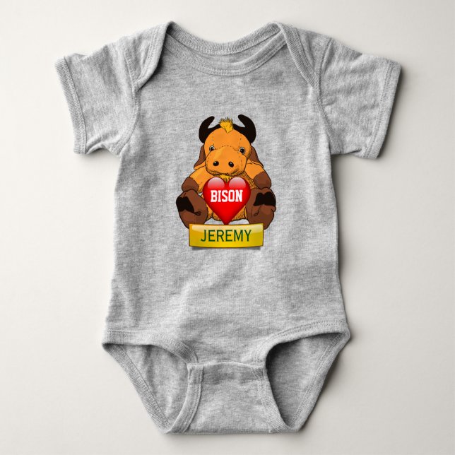 Body Bison personnalisé de bébé avec le coeur (Devant)