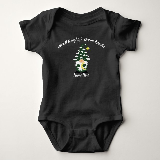 Body Black Baby Bodysuit Gnome Knows  (Devant)