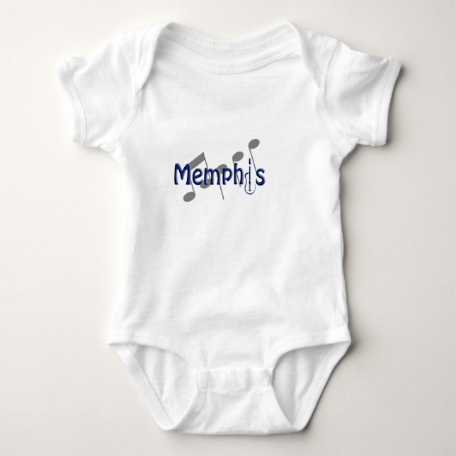 Body bleu de Memphis avec des notes de musique (Devant)