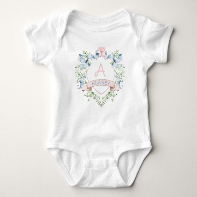 Body Bleu et rose Floral Grandmillentenaire Monogramme  (Devant)