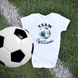 Body Bleu Personnalisé Soccer Ball Boys Baby Bodysuit