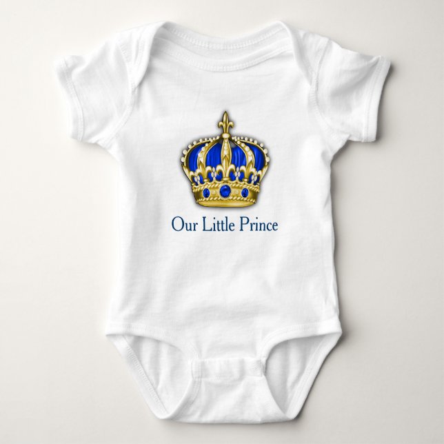 Body Bleu Royal Or Couronne Prince Bébé Garçon (Devant)