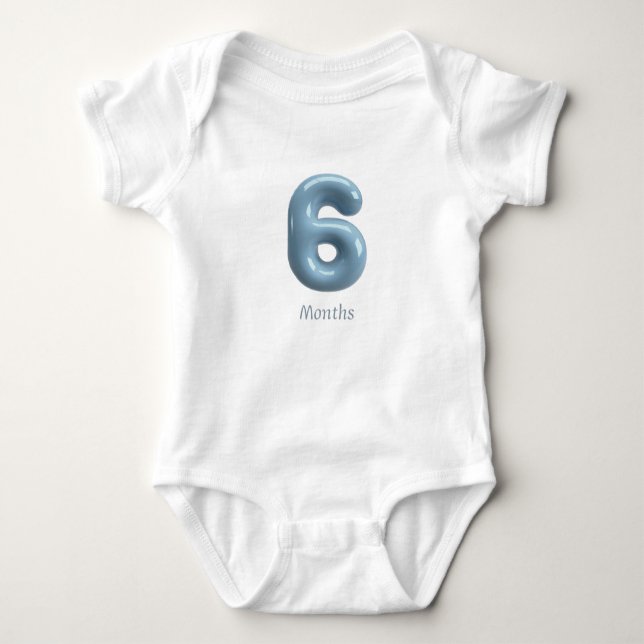 Body Blue 3D Number 6 - 6 Months Baby Bodysuit (Devant)