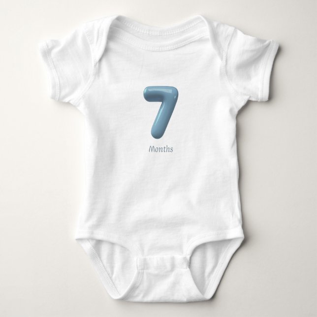 Body Blue 3D Number 7 - 7 Months Baby Bodysuit (Devant)