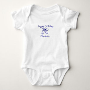 Body Blue bow CUTIE AJOUTER NOM BABY heureux anniversai
