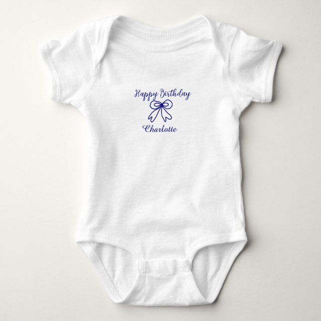 Body Blue bow CUTIE AJOUTER NOM BABY heureux anniversai (Devant)