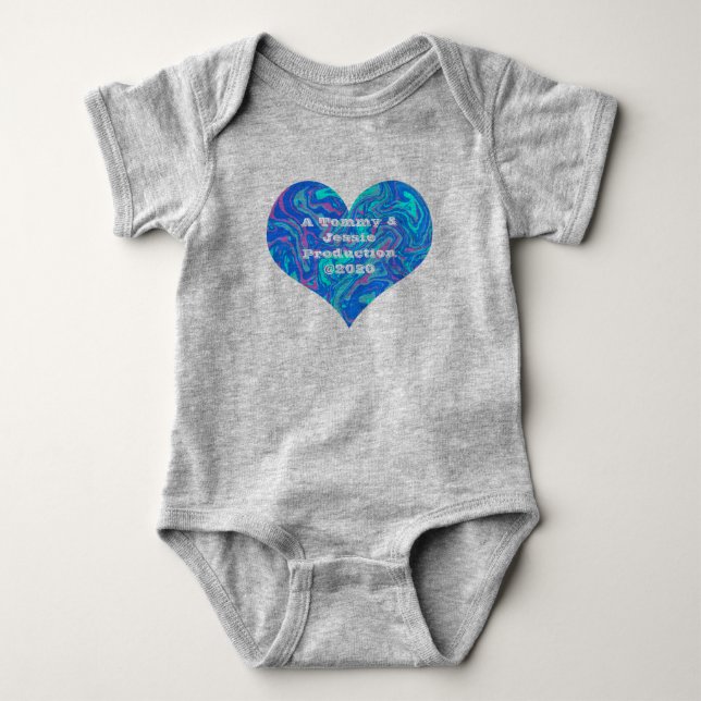 Body Blue bubblegum abstrait design forme cardiaque (Devant)
