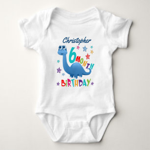 Body Blue Dinosaur 6 mois Anniversaire
