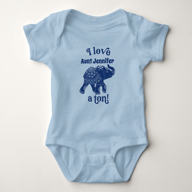 Body Blue Elephant I Love Nom a Ton Personnalisé (Devant)
