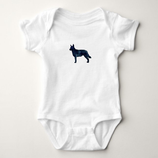 Body Blue Heeler Chien race Silhouette Aquarelle noire (Devant)