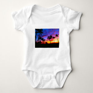 Body Blue Red Sunset Exotic Hawaiian Beach Palm Trees
