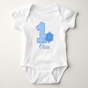 Body Blue Snowflake 1er anniversaire Personnalisé