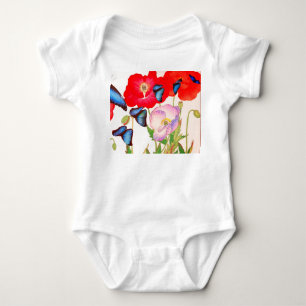 BODY BODYMANCHE BÉBÉ FLEURS ET PAPILLONS NOM PERSONNALI