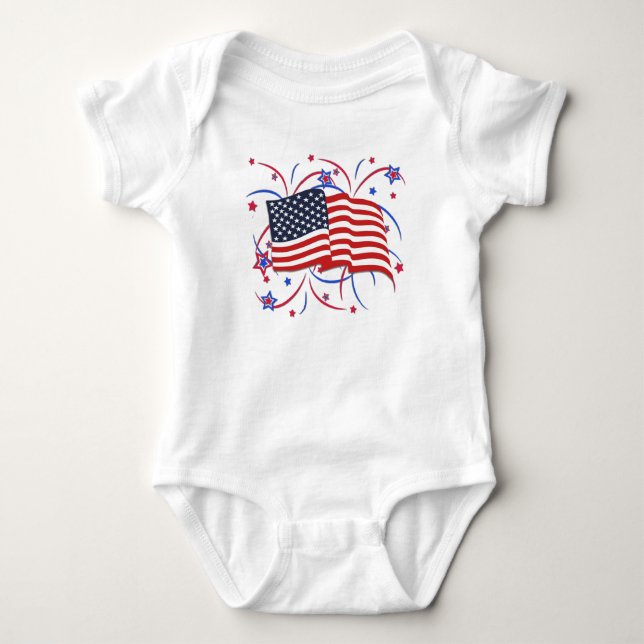 Body Bodysuit American Flag et Fireworks Baby (Devant)