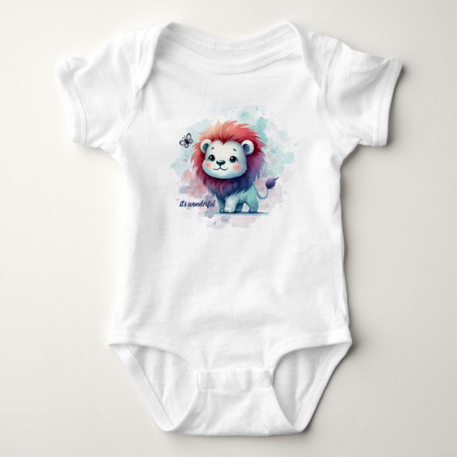 Body Bodysuit avec Petit Lion en bleu (Devant)