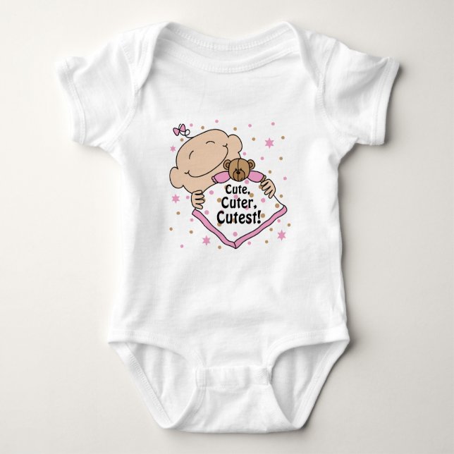 Body Bodysuit Baby Jersey "Cute Cuter Cutest"/PINK (Devant)