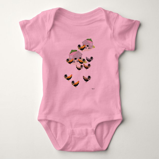 Body Bodysuit Baby Jersey : Jour avec les poulets (Devant)