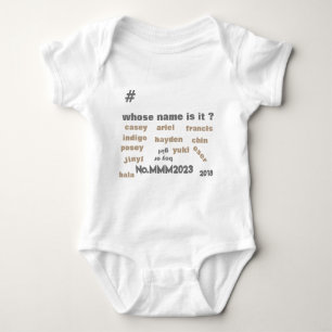 Body Bodysuit Baby One Piece avec Unisex Names sur le d