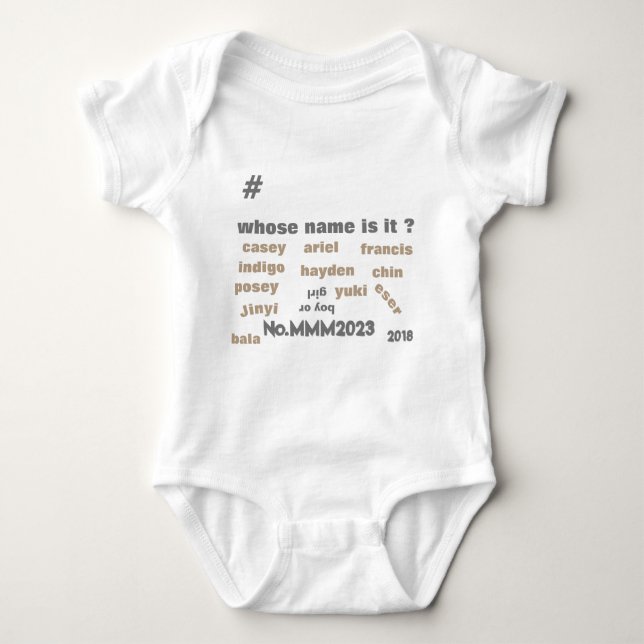 Body Bodysuit BabyOne Piece avec *Unisex Names sur le d (Devant)
