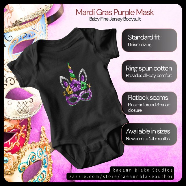 Body Bodysuit bébé à masque violet Mardi-Gras (Créateur téléchargé)