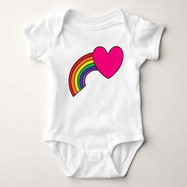 Body Bodysuit bébé avec arc-en-ciel et coeur rose chaud (Devant)