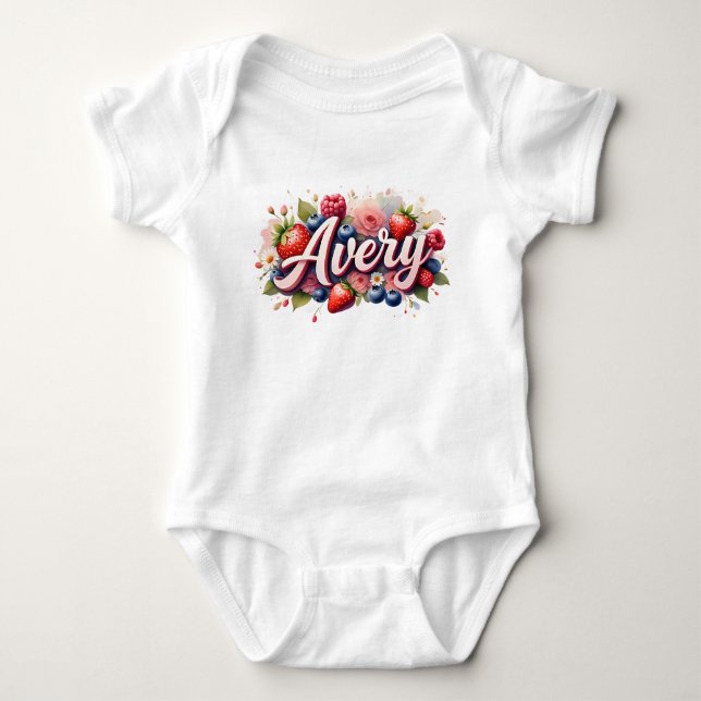 Body Bodysuit bébé " Avery " Berry Floral Design (Devant)