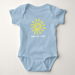 Body Bodysuit Bébé Bleu Jaune Sun Fun Logo