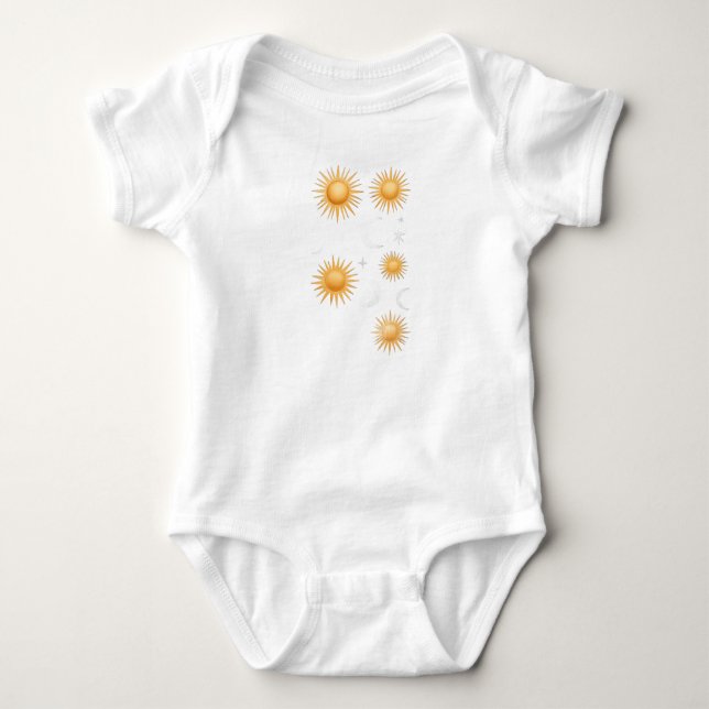 Body Bodysuit bébé ciel soleil lune étoiles or (Devant)