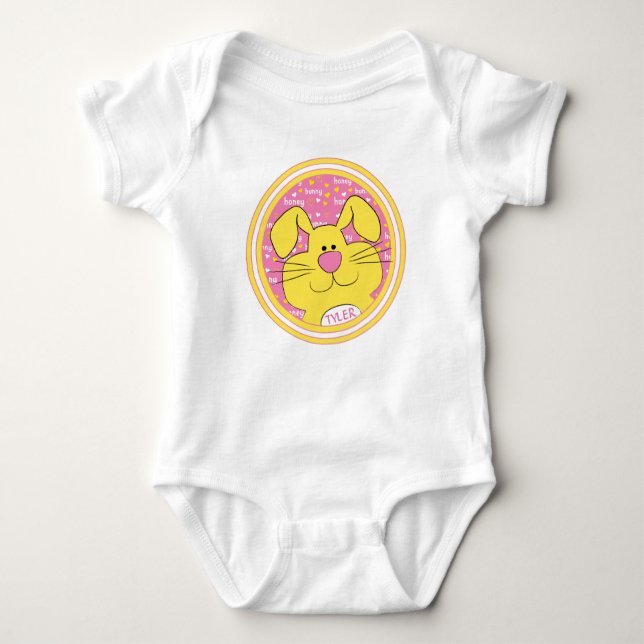 Body Bodysuit bébé Lapin miel bleu-jaune (Devant)