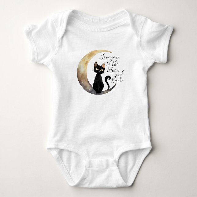 Body Bodysuit bébé lune et chat noir (Devant)
