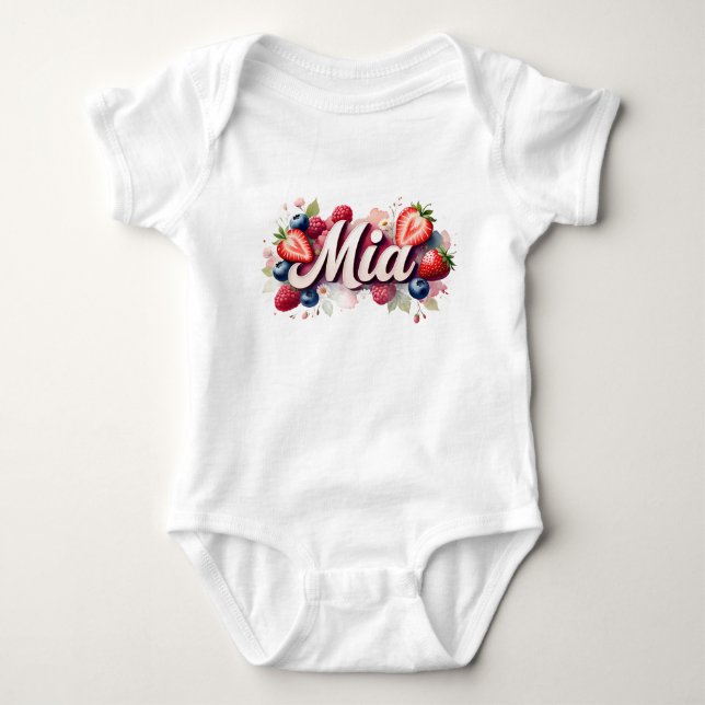 Body Bodysuit bébé " Mia " Berry Floral Design (Devant)