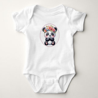 Body Bodysuit Bébé Panda Mignon avec Couronne Florale