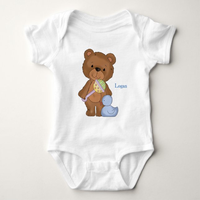 Body Bodysuit bébé personnalisé Baby Boy Teddy Bear (Devant)