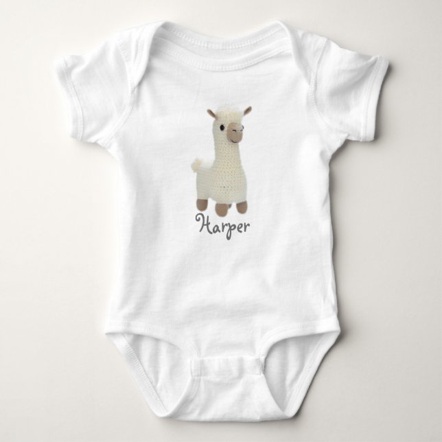 Body Bodysuit bébé personnalisé Crochet Llama (Devant)