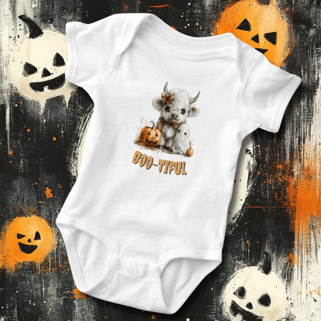 Body Bodysuit bébé personnalisé Highland Cow Ghost Citr (Créateur téléchargé)
