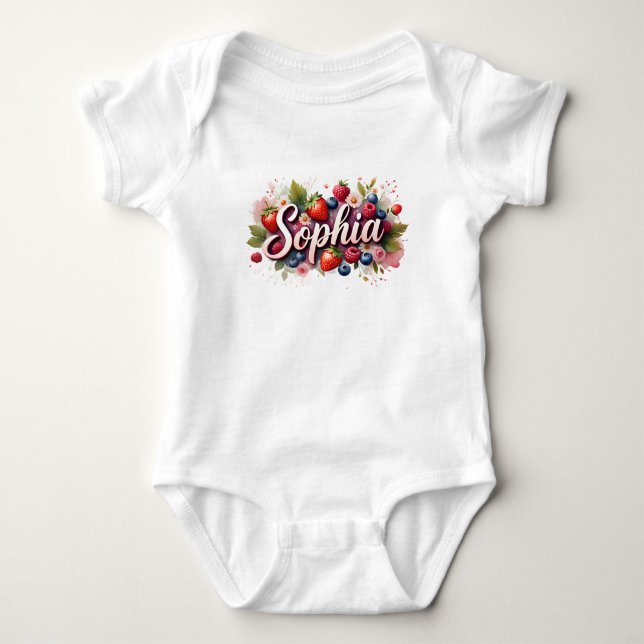 Body Bodysuit bébé "Sophia" Berry Floral Design (Devant)