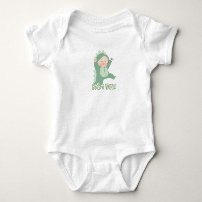 Body Bodysuit bébé Vert Simple mignonne Bébé Dino (Devant)