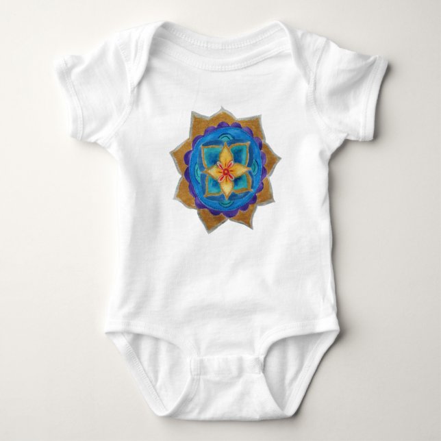 Body Bodysuit bleu Mandala Baby Jersey, blanc (Devant)