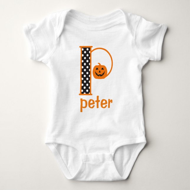 Body Bodysuit Citrouille pour bébé Halloween Monogramme (Devant)